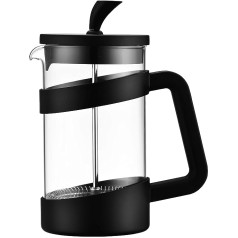 Café Olé Style Coffee Maker Made of High-Quality Plastic and Heat-resistant Glass - Black, Stainless Steel Tamper, 350 ml, Suitable for 3 Mocha Cups, Drip-Free Casting