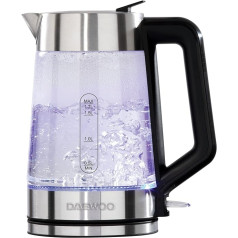 Daewoo Illuminated Glass Body Kettle 3000W 1.7L 3000W 360° Rotating Base and Water Level Indicator Built-in Safety Features for Left and Right Handed Users