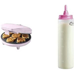 Retro dizaina vafeļu gludeklis mini cepumiem un mīklas pudele ar svariem, 700 ml, vērtīgs iepakojums, ideāli piemērots bērnu dzimšanas dienām, Lieldienām vai Ziemassvētkiem, 700 vati, krāsa: rozā un balta