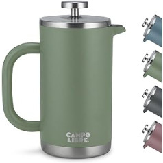 Campo Libre.® Giorgio. French Press I Coffee Maker Made of Double-Walled Stainless Steel 0.6 L I Plastic-Free Coffee Press with Thermal Function Including Replacement Filter I Coffee Maker Also for