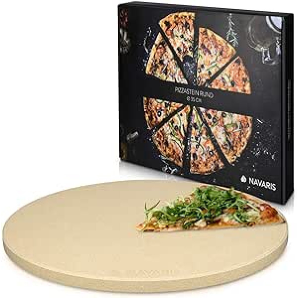 Navaris Pizza Stone XL for Oven Grill Made of Cordierite – Pizza Stone Oven Bread Baking Flambée Gas Grill Charcoal Stove Plate Round Diameter 30.5 cm