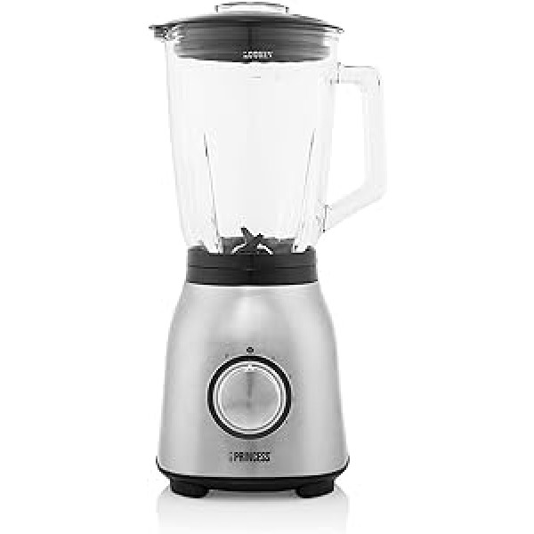 Princess 01.212091.01.001 Blender with 4 Speed Levels, Pulse Function, 6 Blades, 1000 Watt, 1.5 Litre Glass Jug, Brushed Stainless Steel, Brushed