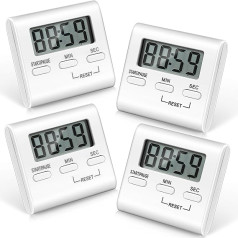 4 Pieces Digital Kitchen Countdown Timer Kitchen Timer Cooking Timer with Loud Alarm Large Numbers and Back Standing for Cooking, Classroom, Bathroom, Teacher, Children