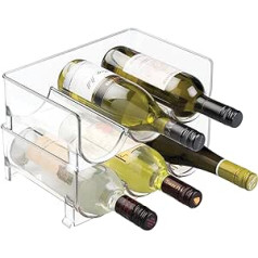 mDesign Set of 2 Bottle Racks - Stackable Water Bottle Storage - Ideal as a Wine Rack / Wine Bottle Holder with Space for 3 Bottles - Clear