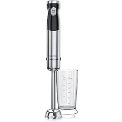 Arendo - Hand blender cordless stainless steel - purée rod with battery - including 600 ml measuring cup - double blade blade - without cable - stepless speed control - removable mixing base