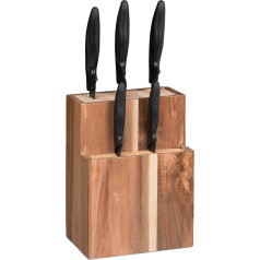 Relaxdays Knife block unequipped with bristles, without knife, for 11 knives of all kinds, knife holder HBT 24 x 18 x 11.5 cm, natural