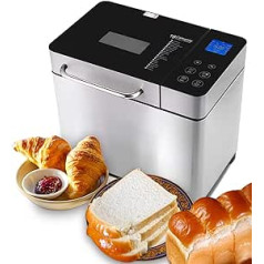 Bread Maker 710 W Baking Master with Automatic Ingredient Box, 19 Programmes, Stainless Steel Bread Maker, Fully Automatic with 15 Hours Timing Function, Viewing Window, Silver