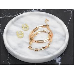 18 cm Marble Jewellery Plate, Round Cosmetic Tray, Perfume Tray, Large Volume, Non-Slip and Non-Discolouring, Suitable for Dresser, Bedroom, Bathroom