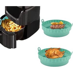 21.5 cm Reusable Air Fryer Silicone Pot Foldable Hot Air Fryer Baking Mould Universal Air Fryer Basket Air Fryer Silicone Liner Choose for Oven, Microwave Cake Baking Mould, Steamer