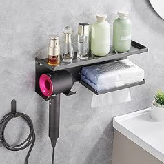 Storage Holder for Dyson Wall Mount Holder for Dyson Airwrap Curling Iron Accessories Wall Mount Bracket with 1 Wire Hook for Home Bathroom Aluminium Alloy No Drilling Storage Rack General