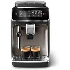 Philips 3300. sērijas pilnībā automātisks espresso automāts — 5 dzērieni, intuitīvs skārienjutīgs displejs, klasiskais piena putotājs, SilentBrew, 100% keramikas dzirnaviņas, AquaClean filtrs, melnais hroms (EP3326/90)