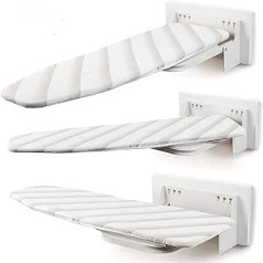 tcatec Ironing Board Wall Mounted Folding Ironing Board Table Top Lap with Fittings Wardrobe Stripe White