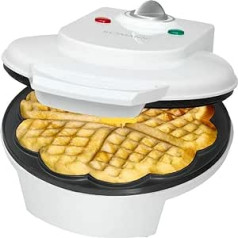 Bomann WA 5018 CB Waffeleisen für klassische Herzwaffeln, Stufenlos regelbarer Bräunungsgrad, Große Waffeln Ø 18cm in Herzform, 5 Herzen, 1200 W, Weiß