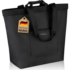 COTTARA® liela salokāma iepirkumu soma, soma ar rāvējslēdzēju, pastiprināta pamatne un ūdeni atgrūdošs materiāls, ideāli piemērots kā brīvā laika soma, pircēju vai peldsoma, melna, 40 l (melna)