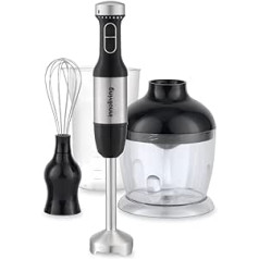 Innoliving INN-698 Submersible Blender 3-in-1 Kit, 700 W Mixer with 10 Speed Technology, 3 Accessories, Dosing Cup 650 ml, Chopper 750 ml and Whisk, Stainless Steel Blades