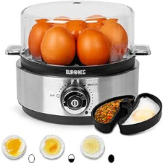 Duronic EB40 Egg Cooker | Cook 1 Egg to 7 Eggs at the Same Time | 400 Watt Egg Cooker | Hardness Soft, Medium, Hard | Overheating Protection and Timer | Measuring Cup and Egg Pick | Breakfast Egg for