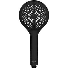 WENKO Water-Saving Shower Head, Water-Saving Universal Hand Shower, Shower Head with Sustainable Water-Saving System, Save 40% Water with Full Comfort, Shower Head Diameter 11 cm, ABS Matte Black