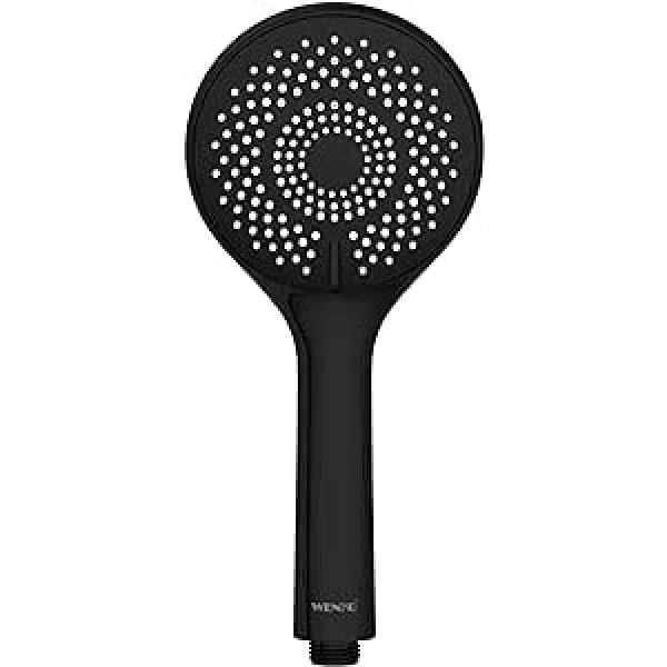 WENKO Water-Saving Shower Head, Water-Saving Universal Hand Shower, Shower Head with Sustainable Water-Saving System, Save 40% Water with Full Comfort, Shower Head Diameter 11 cm, ABS Matte Black