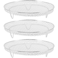 3 Piece Round Air Fryer Rack, Stackable Design, Food Grade, Stainless Steel, Fruit, Meat, Dehydration, Air Fryer, Dehydration Racks for Most Air Fryer Brands