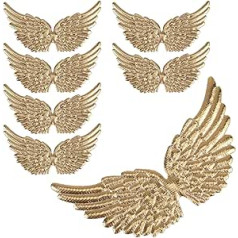 NUOBESTY iepakojumā ir 12 Angel Wings auduma spārnu ielāpi DIY Craft matu aksesuāriem (zelta), audums, zelts, 12,5 x 7 cm