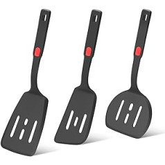 Beijiyi Silicone Spatula, Set of 3, 315 °C Heat-Resistant Silicone Slotted Spatula, BPA-Free Kitchen Helper, Large Flexible Spatula for Eggs, Pancakes, Fish, Burgers