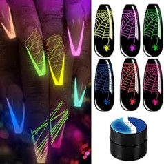 Seasaleshop Nail Art Phosphorus nagu laka, 6 gabali, 48 ml Noctilcent želejas komplekts, fosforescējoša UV LED DIY lakas nagu mākslas komplekts Helovīnam