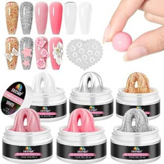 Ebanku 6 Colors Solid Builder Gel for Nails, Nail Gel Extension Gel 3D Nail Sculpture Gel Akrila gēls nagiem Builder Gel ar silikona veidni nagu salonam (B)