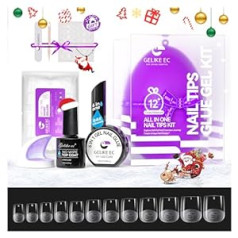 Gelike Ec Gel X Nail Tips Set and Glue - gelike ec 528 Pieces Short Square Soft Gel X Nail Tips for 6 in 1 Milky White Gel Glue and Top Coat UV Lamp Nail Glue Pads Nail Extension Starter Set Great Gift for