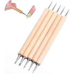 ‎Generic Nail Point Dotting Pen Made of Wood Double Sided Nail Art Point Drill Drawing Manicure Tool 5 Piece Carving Stylus for Gel Nail Polish Decoration