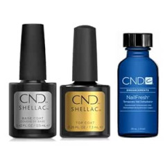 Generisch CND Shellac manikīra komplekts: Base Coat UV Big 12,5 ml, Top Coat UV & Nail Fresh 29 ml - Perfect Nail Care