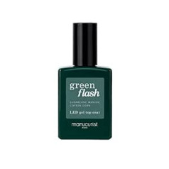 Manucurist Green Flash Top Coat - Vegan Top Coat gēla nagu lakai - 12 bezmaksas - Līdz 84% dabīgas sastāvdaļas - 15 ml pudele