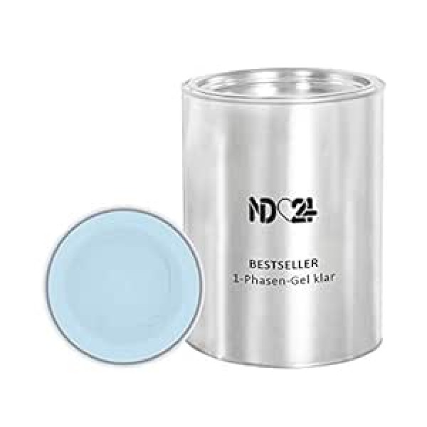 Nd24 Naildesign 1-Phase Gel, Clear, Medium Viscosity, 3-in-1 Easy Allround UV Nail Gel, Made in Germany (1000 ml)