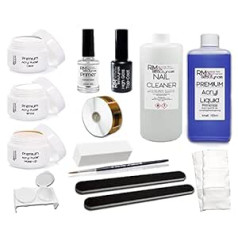 Rm Beautynails XL Acrylic Set 4 3x 20 g Acrylic Powder Clear White Make-Up Apricot 100 ml Liquid 100 ml Cleaner Brush