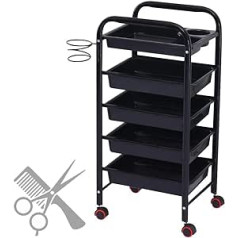 Bicibo Hairdressing Maintenance Trolley, 4/5 Tier Hairdressing Salon Hairdressing Trolley Multifunctional Hairdressing Tool Trolley with Blower Frame Strong Load Capacity (Colour: Black-B, Size: 37 x 31 x 82 cm)