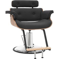 Barberpub 8261 Hairdressing Chair with Headrest, Hairdressing Chair Height Adjustable for Men and Women, Hairdressing Furnishings Operating Chair Home Vintage Retro Faux Leather (Black)