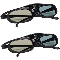 DLP Link 3D Glasses, 144Hz Active Shutter 3D Glasses, 3D Glasses with LCD Lens, Compatible with All 3D DLP Projectors, 3D Vision Glasses, Pack of 2