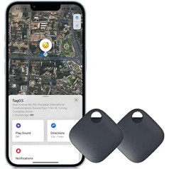 Smarttag Bluetooth atslēgu meklētāja 2 pakotne, kas piemērota operētājsistēmai iOS Kur atrodas?, Bluetooth izsekotājs, globālā izsekošana čemodānam, seifam, mājdzīvniekiem, atslēgām, vecāka gadagājuma cilvēkiem, bērniem — melns