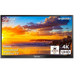 SYLVOX 75 collu āra televizors 4K HDR viedtelevizora balss tālvadības pults 2000 nitu Dolby Audio IP55 ūdensizturīgs Chromecast, DVB-T2/S2/C, DTV/ATV, 10 bitu 1,07 miljardi 178 ° skata leņķa baseins Pro 2023