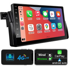 Woibugee Android automašīnas radio BMW 3 Series E46 1999-2005 ar bezvadu CarPlay Android Car, 9 collu Android radio automašīnas radio Atbalsta AM/FM/RDS radio GPS navigācijas stūres vadība WiFi BT 5.0