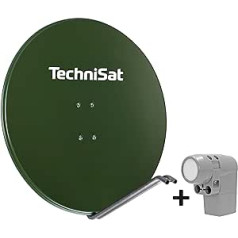 TechniSat SATMAN 850 Plus Satellite Dish for 4 Subscribers (85 cm Satellite Complete System, Mirror with Mast Mount and UNYSAT Universal Quattro Switch LNB in Weather Protection Housing) Green