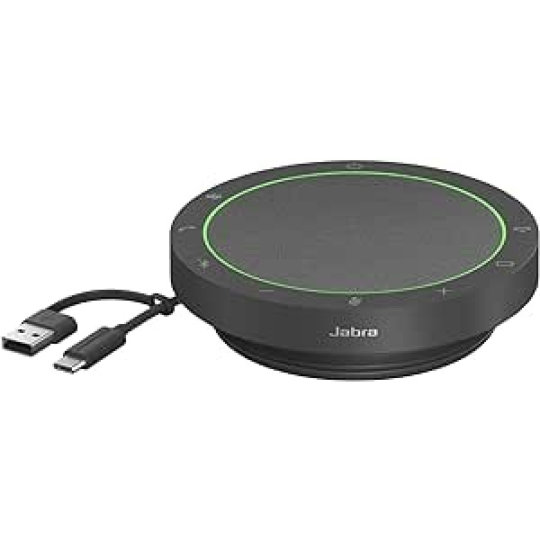 Jabra Speak2 55 Bluetooth brīvroku zvani 4 trokšņus slāpējoši mikrofoni, 50 mm platjoslas skaļrunis, platjoslas audio, kompakts, pārnēsājams — MS Team sertificēts — tumši pelēks