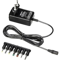 Amazon Basics - Universal Power Supply with 7 Removable Plugs, 3-12 V DC Voltage, Reversible Polarity