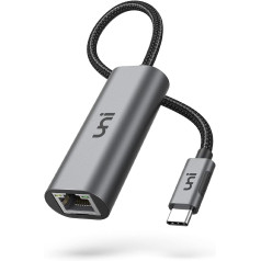 uni USB C uz Ethernet adapteris 2,5 gigabitu, USB C tipa uz RJ45 Gigabit Ethernet 2500 Mbps, alumīnijs un neilons, Thunderbolt 4/3 LAN tīkla adapteris MacBook Pro/Air, klēpjdatoriem, personālajiem datoriem utt.