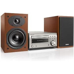 Denon DM 41 kompakta hi-fi sistēma ar 2 x 30 vatu izejas jaudu, augstākās kvalitātes sudraba/ķirša koka