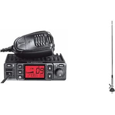 Albrecht AE6290 CB radio, 12629, ar integrētu atkārtotāja/releja funkciju, 12/24V, VOX, RJ-45 Western Plug & T-27 Complete, CB radio antena 60 cm garums, 1/4 lambda, 4 m kabelis, melns (melns) )