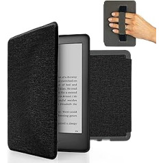 MyGadget futrālis Amazon Kindle Paperwhite 10. paaudzei (2019. gada modelis — J9G29R — 6 collas) ar rokas siksnu un automātiskās miega/modināšanas funkciju — pārvelkams korpuss melnā krāsā