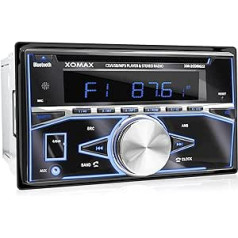 XOMAX XM-2CDB622 Autoradio ar CD atskaņotāju, Bluetooth, RDS radio uztvērējs, 7 Fārben einstellbar (Rot, Blau, Grün, Gelb, Lila, Weiß, Türkis) USB, SD for MP3 WMA, AUX, 2x Subwoofer Anschluss, 2DIN