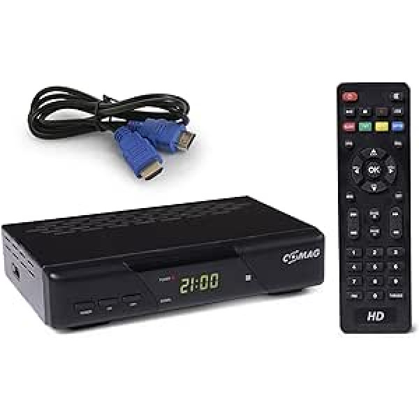 COMAG SL30T2 FullHD HEVC DVBT/T2 uztvērējs (H.265, HDTV, HDMI, SCART, multivides atskaņotājs, gatavs PVR, USB 2.0, pārbaudes vērtējums: Stiftung Warentest 02/2017: "gut (Note 2.2)) ar HDMI kabeli, melns