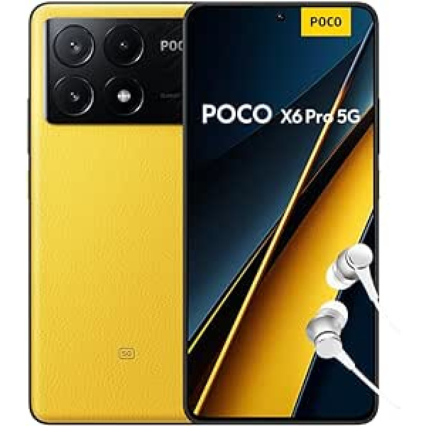 Poco X6 Pro 5G viedtālrunis, 12 + 512 GB mobilais tālrunis bez līguma, 120 Hz 6,67 collu 1,5 K AMOLED displejs, 64 MP OIS trīskāršā kamera, 5000 mAh, 67 W turbo uzlāde, divas SIM kartes, dzeltena