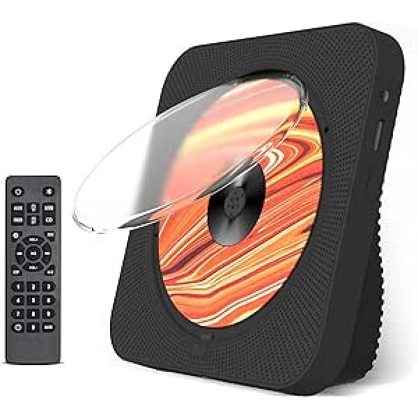 Liphier Portable CD Player with HiFi Speakers for Desktop Multifunctional CD Player Build in Bluetooth 5.1 Configure LED Screen Remote Control Dust Cover for Black